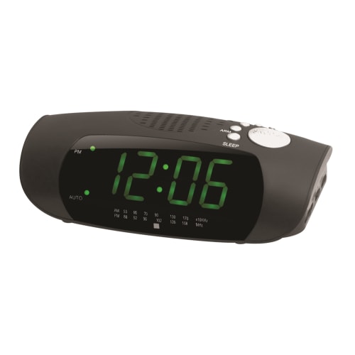 Sonnet R 1693 Alarm Clock with Auxiliary Cord and 1.2in Green LED Display Black